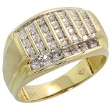 10K Gold Mens Ring, w  0.50 Carat Brilliant Cut Diamonds, 1 2 in. (13mm) wide