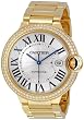 Cartier Ballon Bleu Silver Dial 18K Yellow Gold Mens Watch WE9007Z3