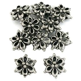 10 Antique Silver Plated Flower Bali Beads Jewelry New