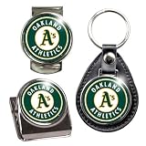 Oakland Athletics MLB 3 Piece Stocking Stuffer Set - Key Chain, Money Clip & Magnet Clip
