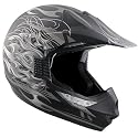 Hawk Flamma Grey Matte Black Motocross Helmet - Size : Large