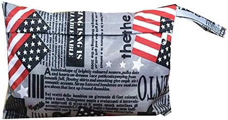 GreatGiving(TM) 2PCS Portable Waterproof Resuable Zip Wet / Dry Cloth Diaper Bag Purse (flag)