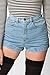 Zity Lady Women Retro Girl High Waisted Oversize Crimping Boyfriend Jeans Shorts Pant