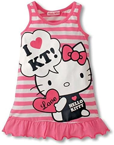 Girls Hello Kitty Pink Pajamas Dress Nightgown for Age 18M-5T (4T (110))