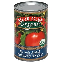 Muir Glen Organic Tomato Sauce, No Salt Added, 15-Ounce Cans (Pack of 12)