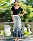Ruffled jean skirt