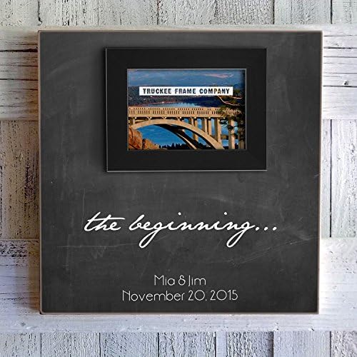 The Beginning Wedding Photo Frame 16" X 16" Personalized Picture Frame Custom Wedding Day Present For Husband and Wife Printed On Maple Holds 5" x 7" Photograph