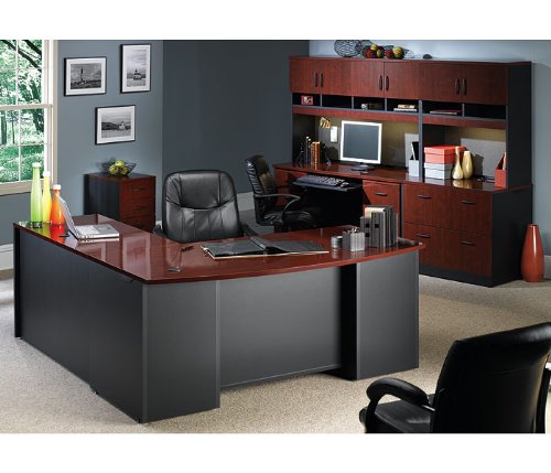 Classic Cherry/ Soft Black Executive Office Grouping VIA Collection by Sauder Office Furniture - OFG