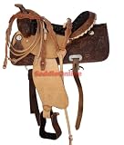 Two Tone Rough Out Barrel Racing Saddle Rawhide Horn 16
