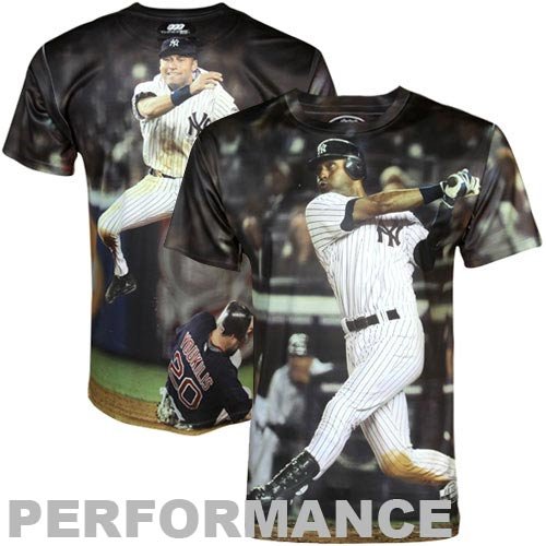 MLB Boy's New York Yankees Derek Jeter Sublimated High Definition Photo Tee Shirt (Yankees, Large)