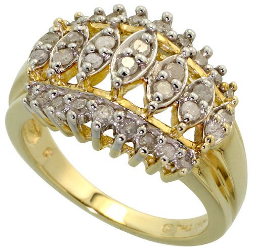 10k Yellow Gold Ladies' Fashion Ring, w/ 0.50 Carat Brilliant Cut Diamonds, 1/2 in. (13mm) wide, size 7