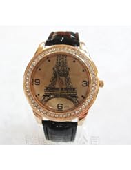 New Hot Belt Eiffel Tower Diamond Surface Quartz Wrist Watch Lady Woman Girl