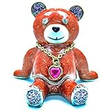 Objet D'Art Release #325 "Cappuccino The Bear" Teddy Bear with Heart Pendant Handmade Jeweled Enamel