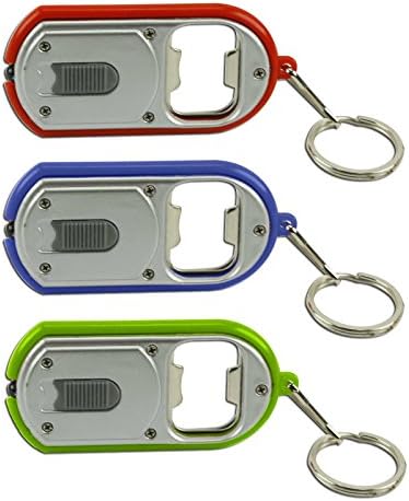 Pack of 3 LED Light Up Bottle Opener Keychains