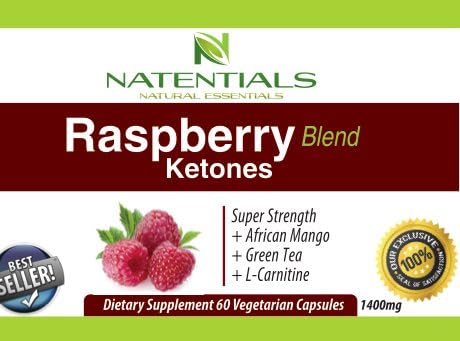 Natentials Super Strength Raspberry Ketones Blend (African Mango + Green Tea +L-Carnitine) Natural Appetite Suppressant and Weight Loss Supplement, 1400 Mg, 60 Capsules