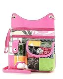 Pink Signature Patchwork Designer Inspired Crossbody Hipster Bag