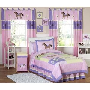 <b>Pretty Pony Horse Childrens Bedding - 4 pc Twin Set: Kit</b>