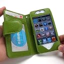 SP232:iPhone4S/4用本革ケース「wallet book for iPhone4S/4」 (グリーン)