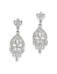 14k White Gold G-H SI2 Diamond Diamond Vintage Earrings. Carat Wt- 0.25ct