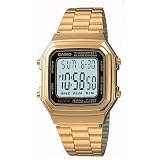 Casio Mens Gold Tone 10 Year Battery Big Numbers Digital Watch Model A-178WGA