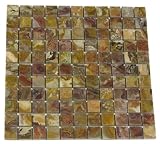 1' X 1' Multi Colored Onyx Polished Mosaics Meshed on 12' X 12' Tile for Backsplash, Shower Walls, Bathroom Floors. FREE SHIPPING For Two Weeks From 12/01 to 12/15 When You Purchase More Than 25 Mosaic Tiles