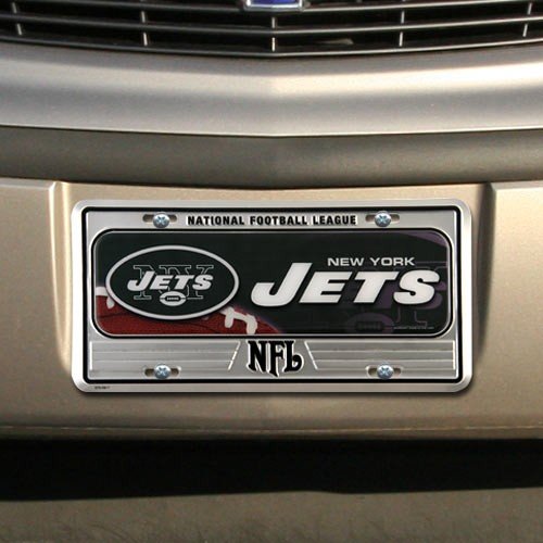 New York Jets Silver Metal License Plate