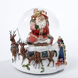 SANTA CARRYING BIG BAG MUSICAL WATERGLOBE