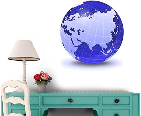 Stylized Earth Globe with Grid Wall Decal - 42 Inches H x 42 Inches W - Peel and Stick Removable Graphic