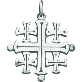 Sterling Silver Jerusalem Cross Charm: Jewelry