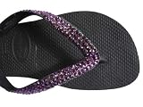 SWAROVSKI CRYSTAL HAVAIANAS SANDALS THONGS FLIP FLOPS BLACK/AMETHYST U.S. SIZES 4-10