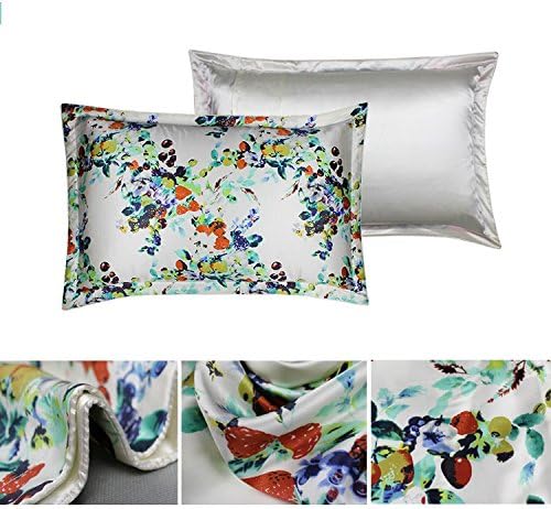Fruits-white, 100% Pure 25mm Mulberry Silk Facial & Hair Beauty Pillowcase, Standard/Queen Size£¬ one pillowcase included only