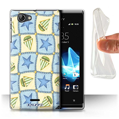 STUFF4 Gel TPU Phone Case / Cover for Sony Xperia J (ST26i) / Blue/Green Design / Boat/Stars Pattern Collection