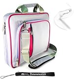 Kroo Pink and Gray Creamy Carrying Case Optional Shoulder Strap For Amazon Kindle DX Now with More Space, More Durable, Looks CooL + Includes a 4-inch Determination Hand Strap + Includes a White Travel Car Charger (Accessory Pack is Also Compatible with New Kindle DX Wireless Reading Device 9.7" Display Latest Generation)