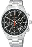 Seiko Chronograph Black Dial Stainless Steel Mens Watch SSB037