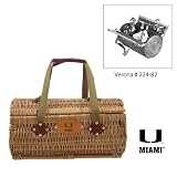 Miami Hurricanes NCAA Verona Two-Lid Willow Basket (Hunter Green) (Engraved Logo)