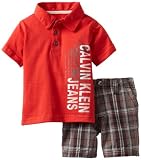 Calvin Klein Baby-boys Infant Polo Shirt With Plaided Shorts