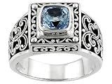 2.00CT BLUE TOPAZ STERLING SILVER FILIGREE DESIGN RING