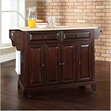 Crosley Furniture Newport Natural Wood Top Mahogany Kitchen Island