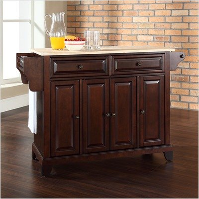Best Price Crosley Furniture Newport Natural Wood Top Mahogany Kitchen Island