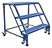 Vestil LAD-PW-32-3-P-NHR Portable Warehouse Ladder, Perforated, 3 Step, No Rail, 30.25", Blue