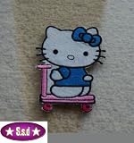 Hello KittyTM Scooter | Iron on embroidered patch badge | art craft | Easy to iron on Jeans, Hat, T-shirt, Bag etc | RRP