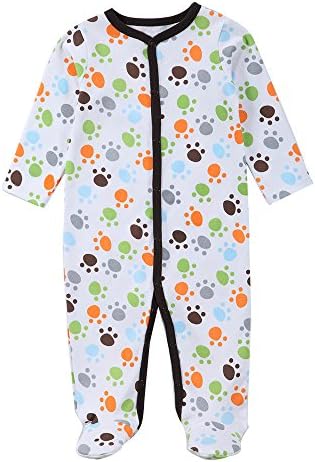 Agogle Baby Bodysuits Cotton Long Sleeve Footed Sleeper Pajamas (0-3month, 1)