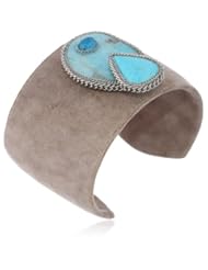 Annie Hammer Jewelry Amazonite, Turquoise and Apatite Leather Cuff Bracelet, 6.25"