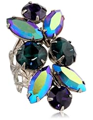 Sorrelli "Northern Lights" Elongated Multi-Cut Crystal Silver-Tone Adjustable Ring
