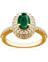 14K Yellow Gold Oval Cut Emerald Ring With Sidestones (GIA Certificate)