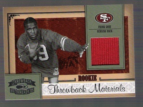 FRANK GORE 2005 Donruss Throwback Threads #212 JERSEY RC ROOKIE CARD San Francisco 49ers Football