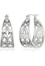 Sterling Silver Filigree Hoop Earrings (1.0" Diameter)