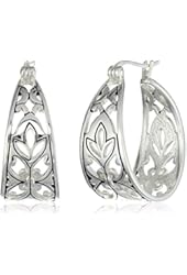 Sterling Silver Filigree Hoop Earrings (1.0" Diameter)