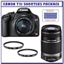 Canon EOS Rebel T1i Digital SLR Camera Kit w/EF-S 18-55mm f/3.5-5.6 IS Lens + Canon EF-S 55-250mm f/4-5.6 IS Autofocus Lens + Two (2) UV Protective Filters