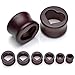 PiercingJ 4pcs 00G-3/4 (10-20mm) Organic Wood Hollow Heart Round Double-Flared Plug Ear Stetcher, Vintage Brown